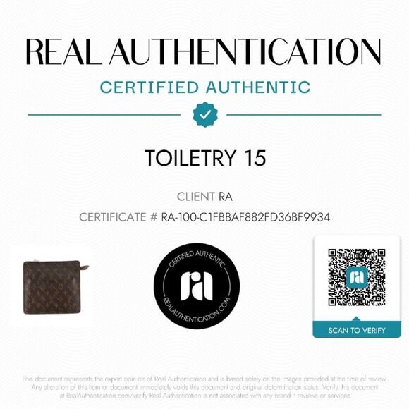 AUTHENTICATED Louis Vuitton Brown Monogram Vintage Toiletry 15 Bag UNISEX - Picture 2 of 13